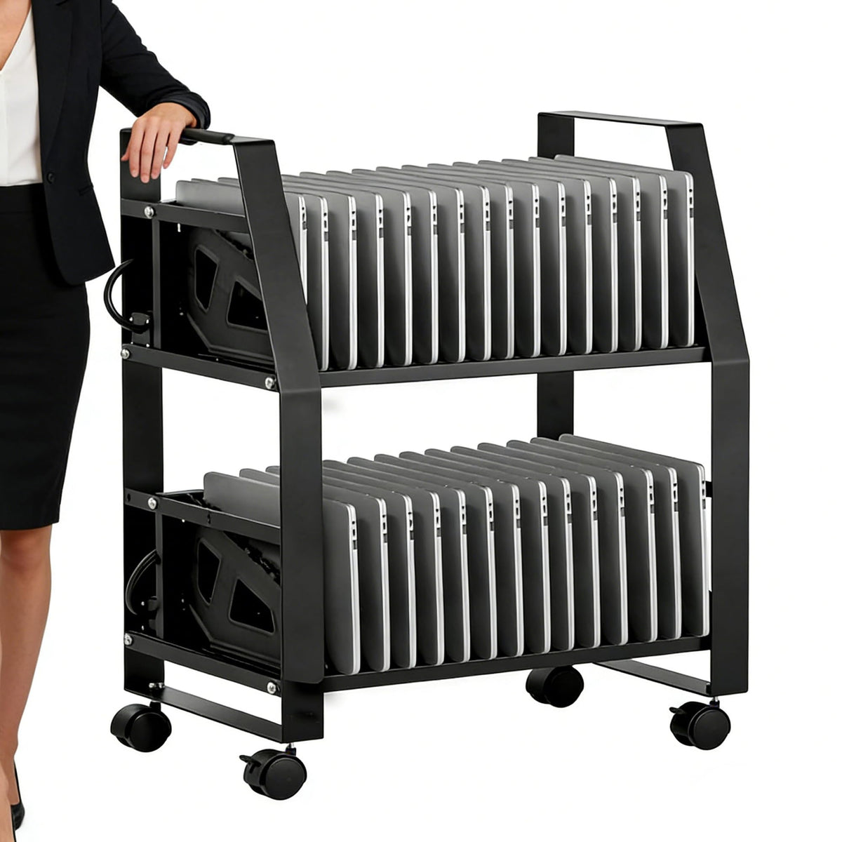 32 Laptop Charging Cart, Charging Station for Tablets Up to 15.6" Devices
