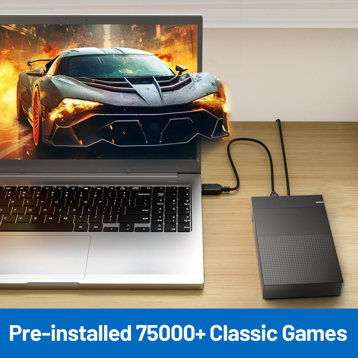 Kinhank 4tb Retro Game Hard Drive 6 Game System in 1 with 75000+ Games, Retro Game Consoles Compatible with 200+ Emulators, Portable Game Hard Drive Disk Compatible with Win 7/8/10/11