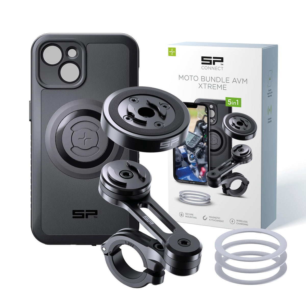SP CONNECT Moto Bundle II AVM Xtreme | SPC+ |Compatible with iPhone 17 Pro/18 Pro | Phone Mount for Motorcycle | Motorcycle Phone Holder | Handlebars