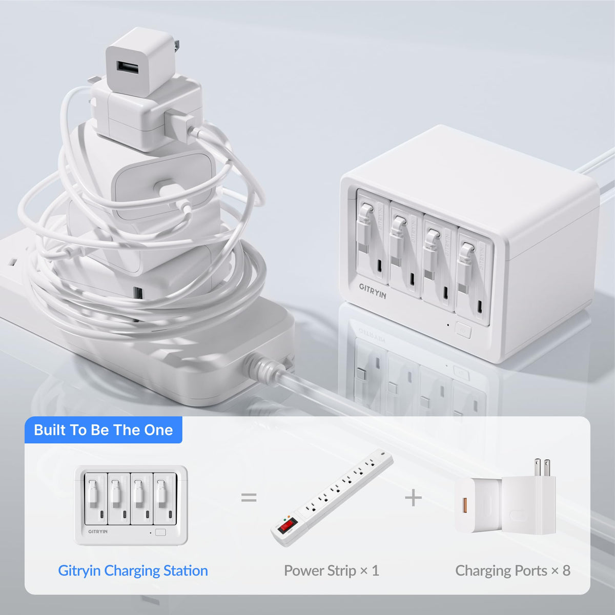 12-in-1 Desktop Charging Station, 260W USB Retractable GaN Charger
