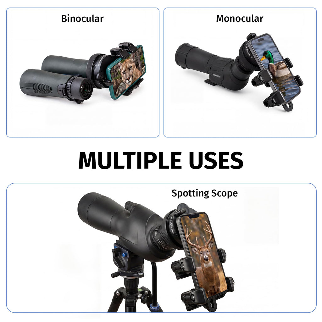 Universal Spotting Scope Phone Adapter, Double Grip, Made in USA