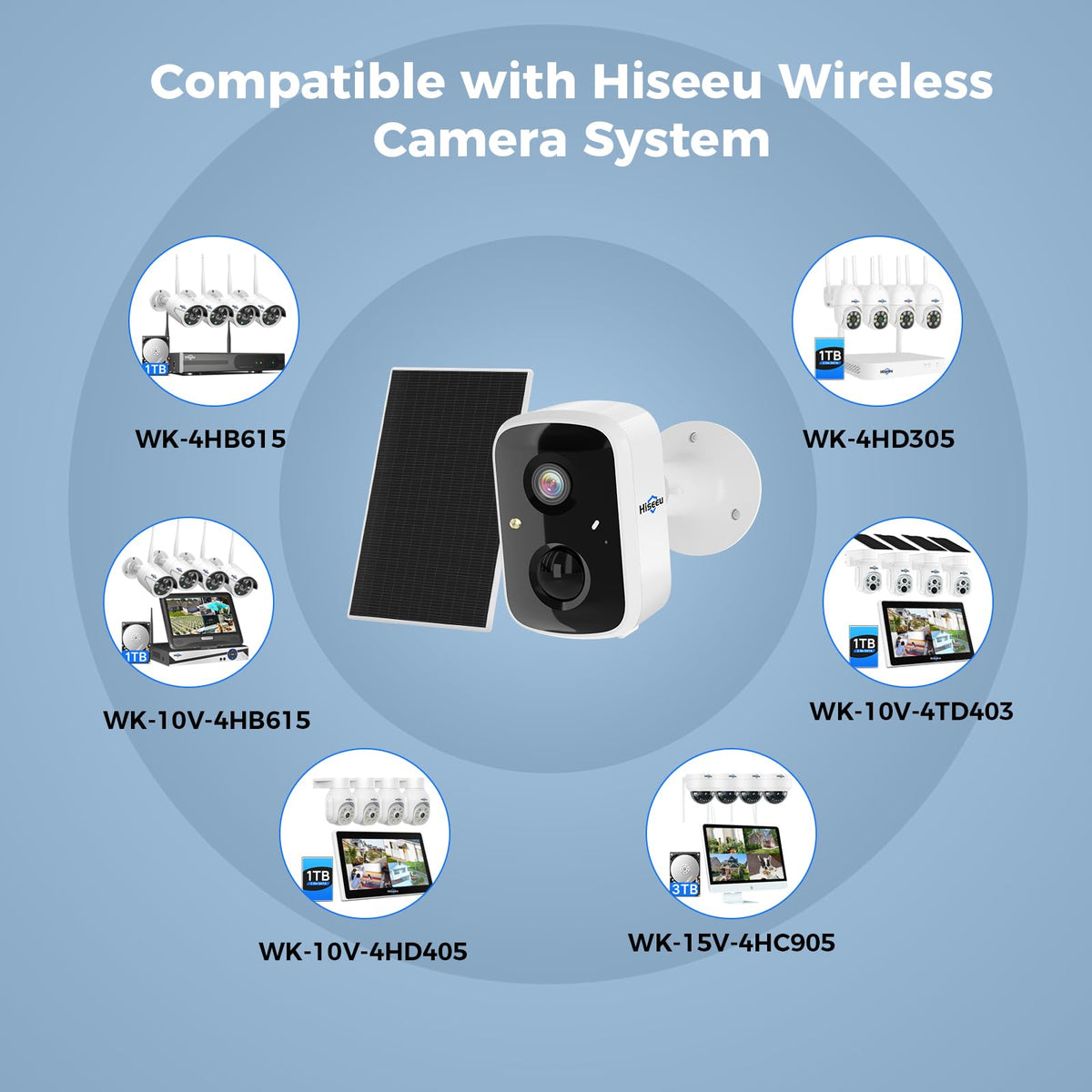 Hiseeu Solar Camera Security Outdoor, 4 Pack 100% Wireless 4MP WiFi Cameras