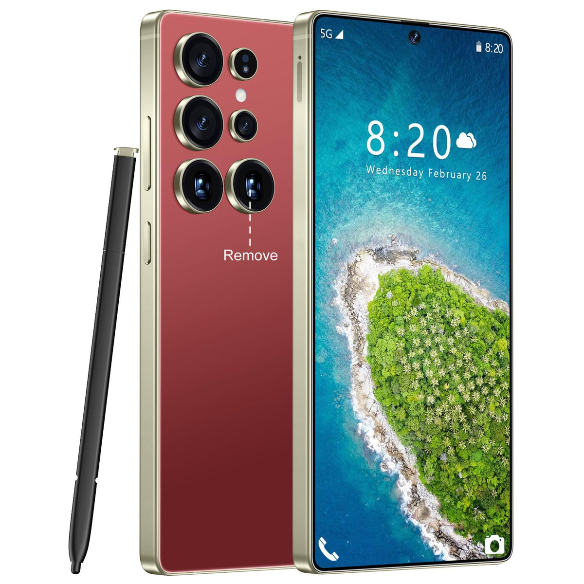 Huness S25 Ultra Unlocked Phone,Built in Pen The Phone,Cell Phone Battery 7000mAh 6.99" HD Screen,Android 14 16+512GB Smartphone,Dual SIM/5G/Face ID/Fingerprint Lock/GPS (Wine Red, 16+512)