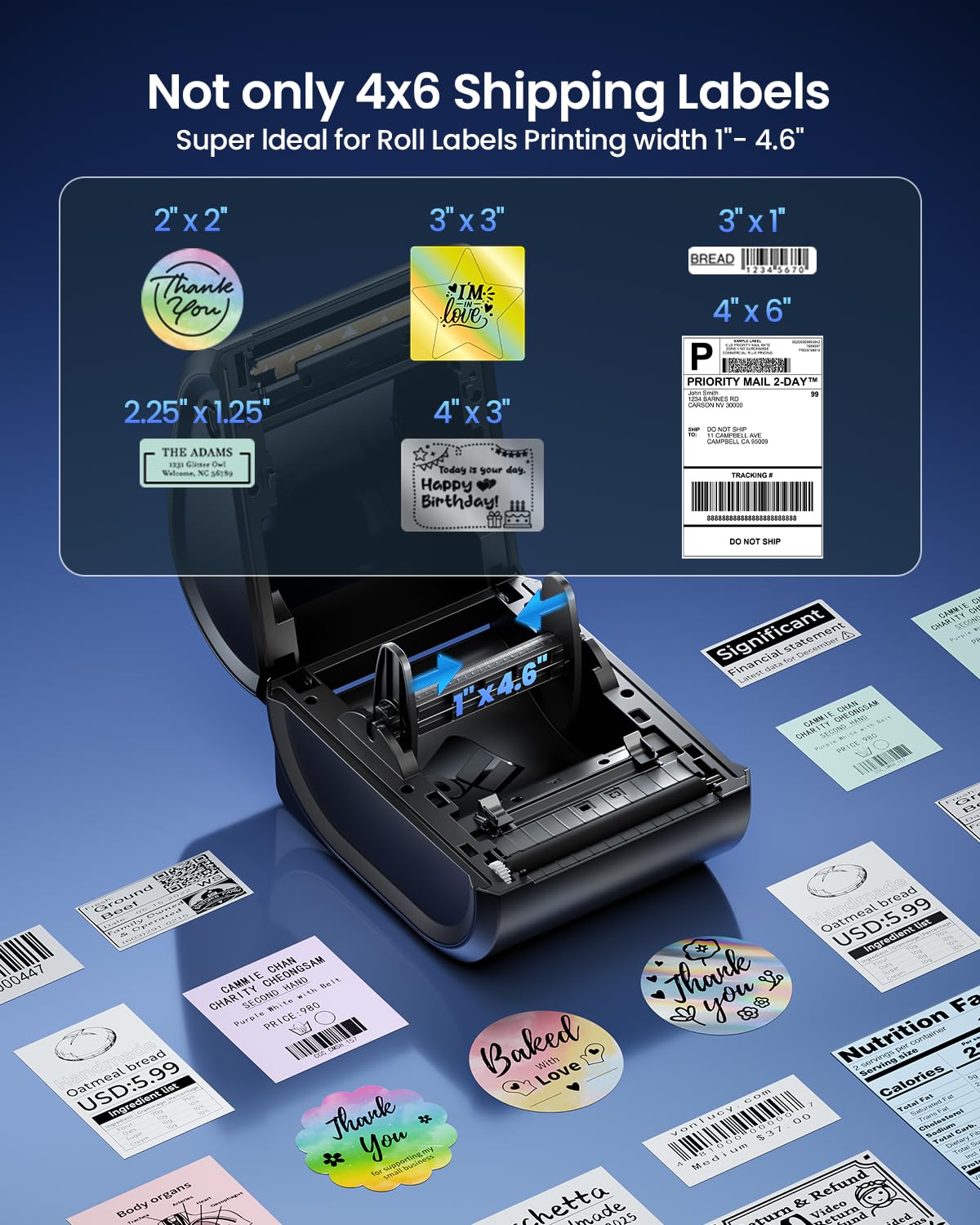 300DPI Ethernet Shipping Label Printer with 500Pcs Labels