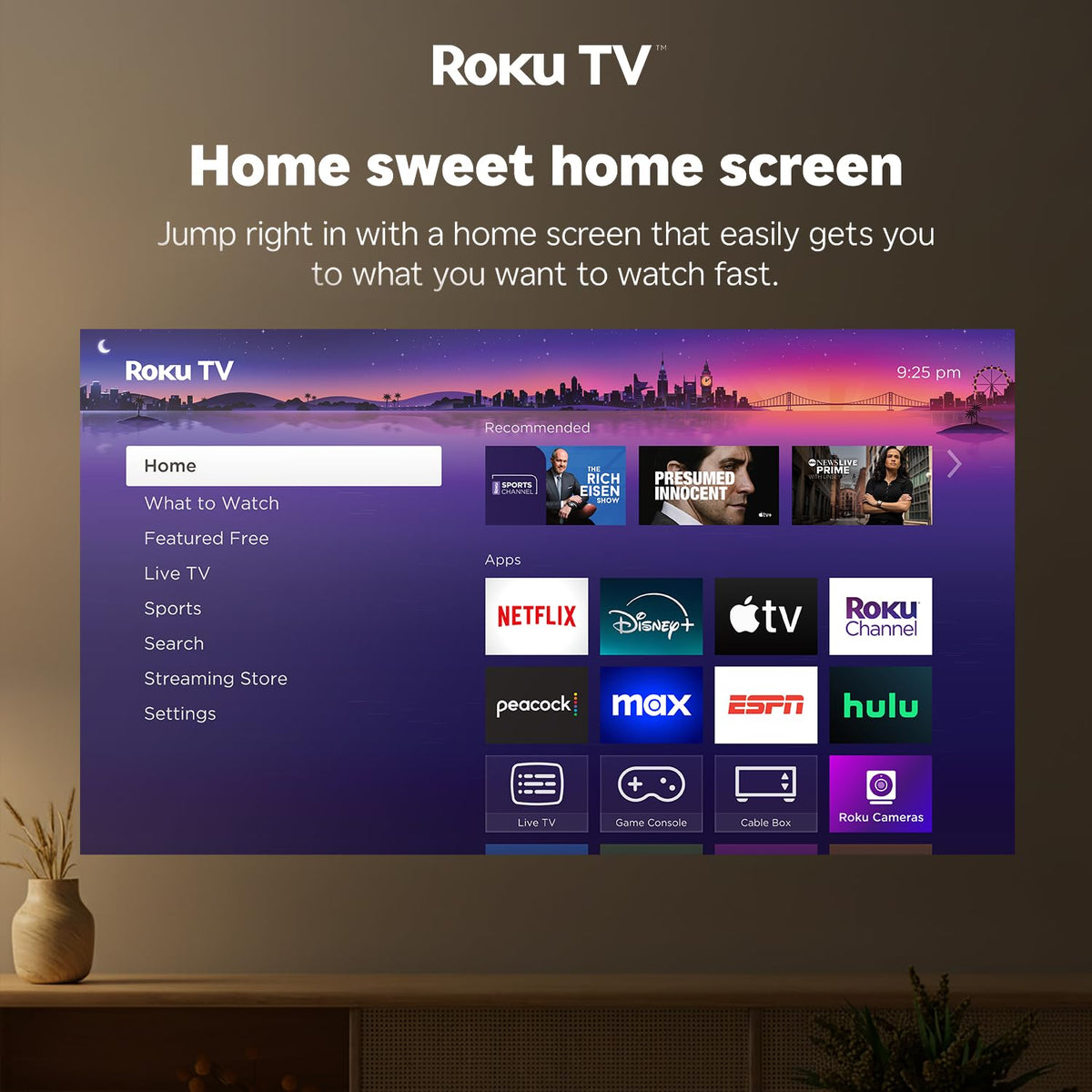 Aurzen Roku TV D1R Cube 1080P FHD Smart Projector, Sealed Optical Engine
