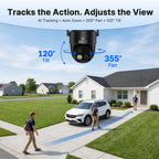 MUBVIEW Dual-Lens Solar Security Camera, 4K Pan Tilt Wireless Outdoor Cam
