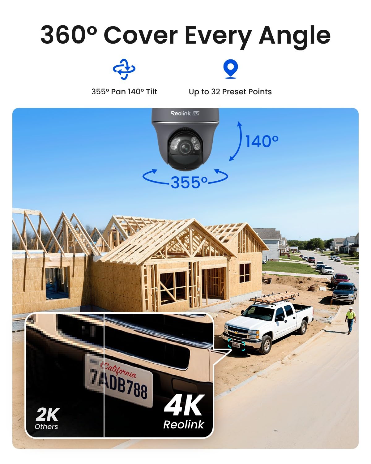 REOLINK 4K Solar Security Cameras Wireless Outdoor, 4G LTE Cellular Camera