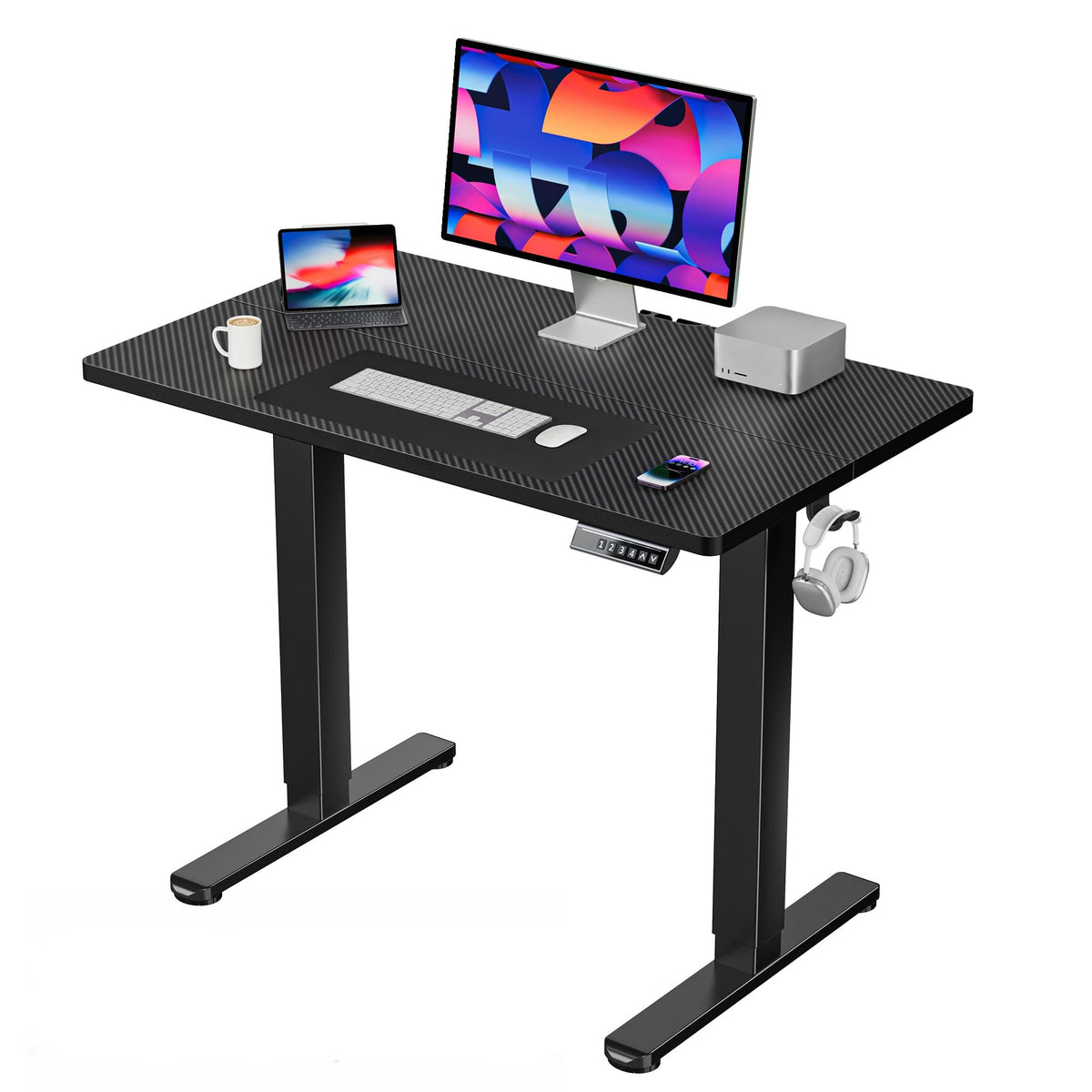 HUANUO 55x28 Inch Electric Standing Desk, Adjustable, Light Vintage Brown