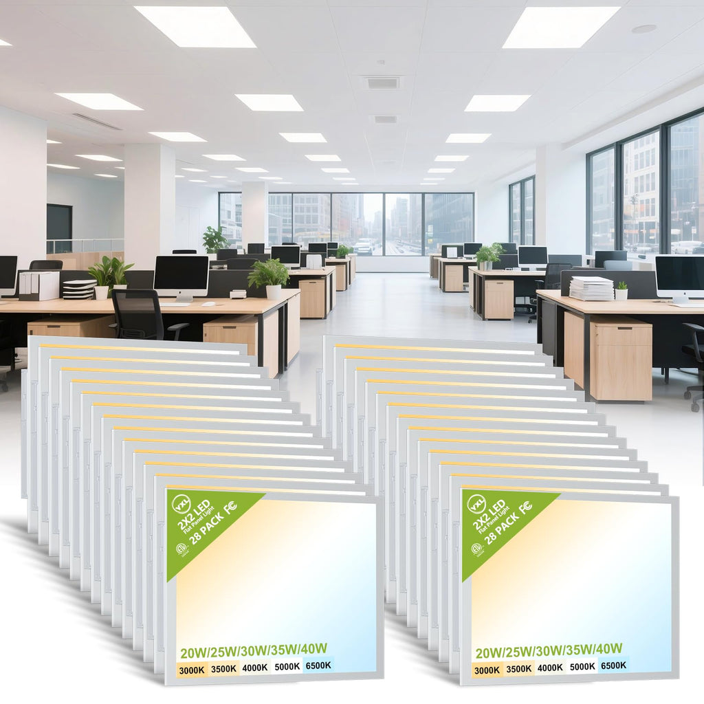 YXL 6 Pack 1x4 LED Flat Panel Light Office Light, 5200LM, 5CCT LED Drop Ceiling Light Fixture, 40W/35W/30W/25W/20W Selectable,6500K/5000K/4000K/3500K/3000K,Dimmable 0-10V,ETL