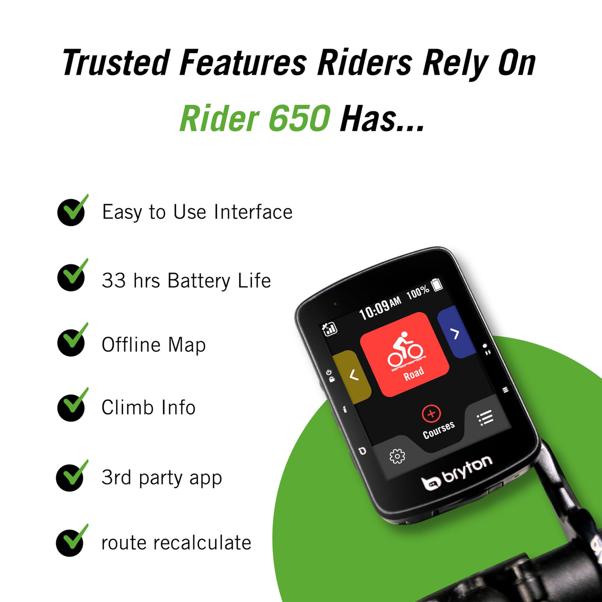 Bryton Rider 650 Sensor Bundle 2.8 Inch Color LCD Touchscreen GPS Bike/Cycling Computer, Preloaded USA Map, Compatible with Bike Radar, 33hrs Long Battery Life, Navigation Waterproof