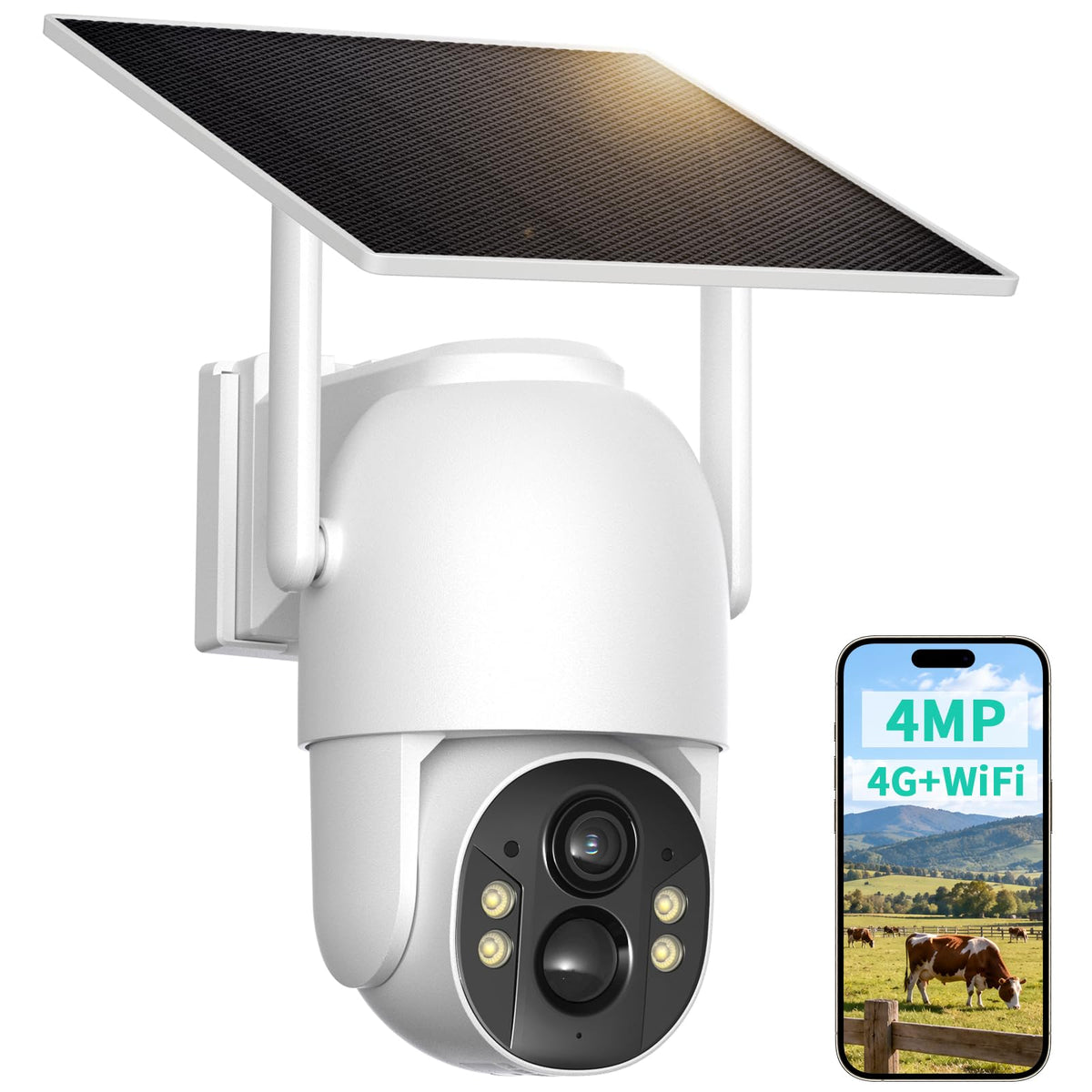 LIWAN Cellular Security Camera Outdoor 2 Pack, 4G and Wi-Fi Dual Mode, 4MP