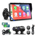 Motorcycle CarPlay Screen with Android Auto – 7” Waterproof GPS, Pantalla para Moto, Apple CarPlay, Navigation System for Motorcycle, Dual 2K Dash Cam Bluetooth Audio,64GB&TPMS with Magnetic