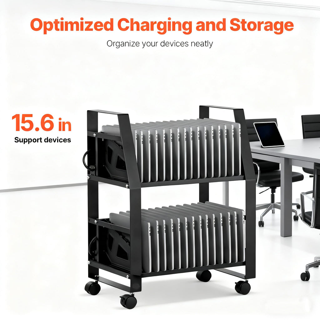 32 Laptop Charging Cart, Charging Station for Tablets Up to 15.6" Devices