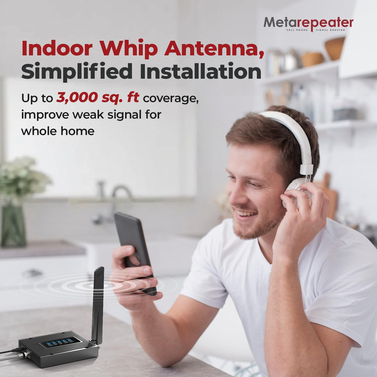 Cell Phone Booster for Home with LCD, 5G 4G LTE, Covers Up to 3,000 Sq. Ft