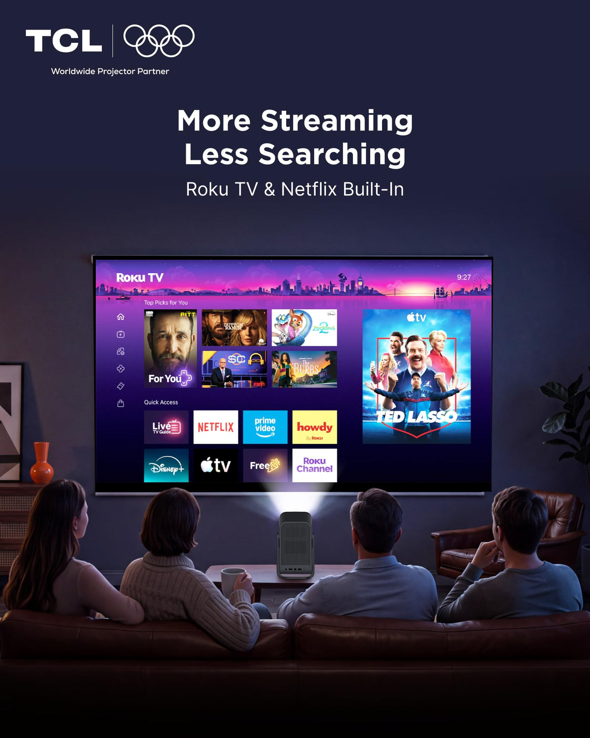 TCL C2R Smart Projector, TV-Grade 1080p Picture, Roku TV Built In