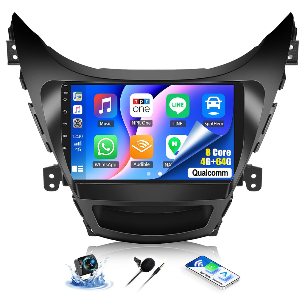 SIXWIN Android 13 6G+128G Car Stereo for Hyundai Elantra 2011 2012 2013 9 Inch Touch Screen Car Radio with CarPlay Android Auto Bluetooth Weather Forecast 59UI GPS Navigation WiFi Network Radio 32EQ
