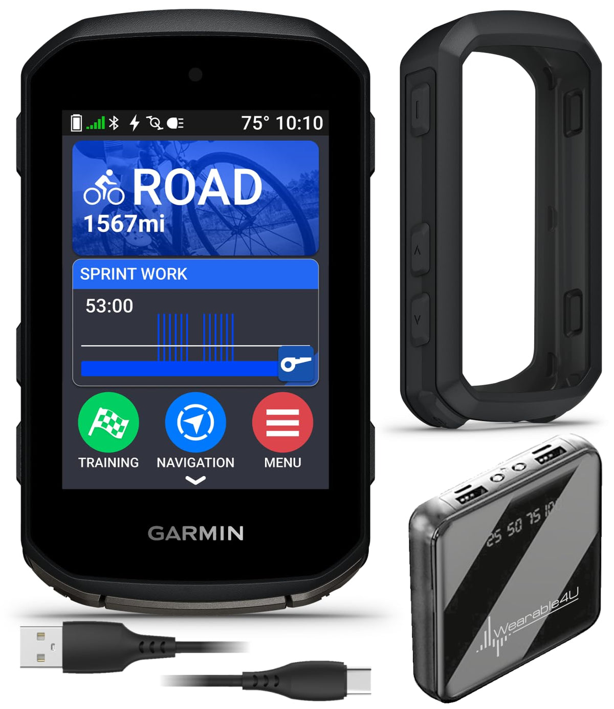 Garmin Edge 850 Compact GPS Cycling Computer, 2.7" Color Touchscreen Display, Bike-Specific Mapping, Advanced Training & Performance Insights + Black Silicone Case w/ Wearable4U PowerBank Bundle