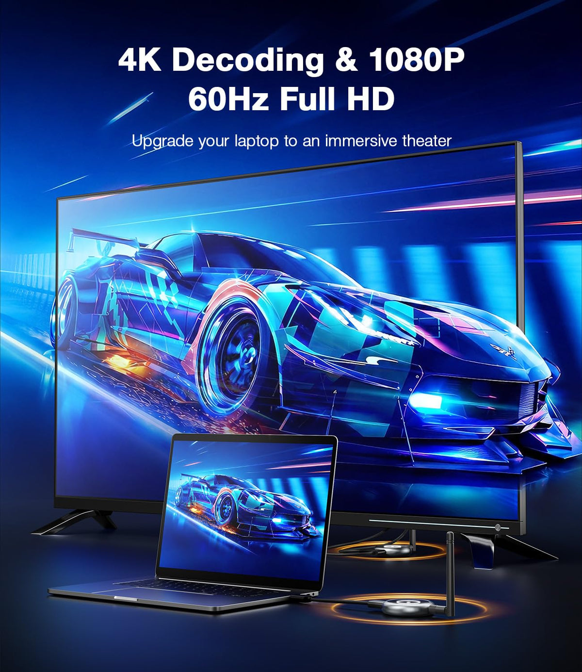 AIMIBO 5.8G Wireless HDMI Transmitter and 3 Receivers, 4K Decode 1080P@60Hz