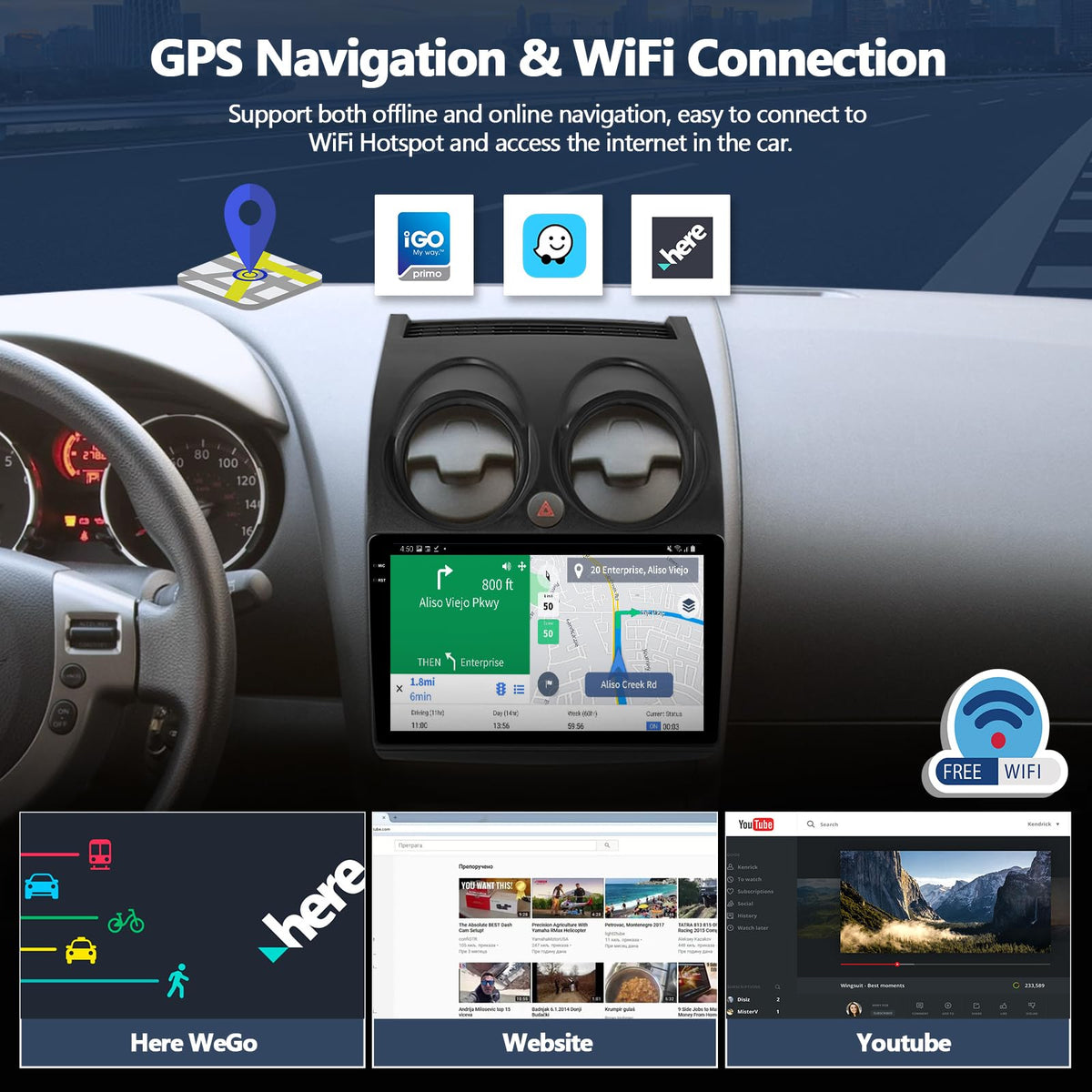 CAMECHO 4G+128G Car Radio Stereo for Nissan Rogue Qashqai 2008-2013 9" InCell 1280 * 720 Touch Screen Head Unit with Android 15 CarPlay Android Auto GPS Bluetooth FM RDS HD Backup Camera