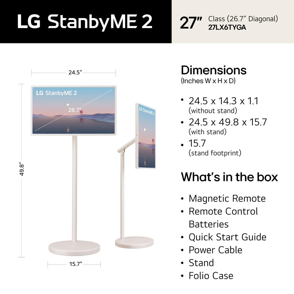LG StanbyME 2 27 Inch Portable Smart Touch Screen with 4hr Battery