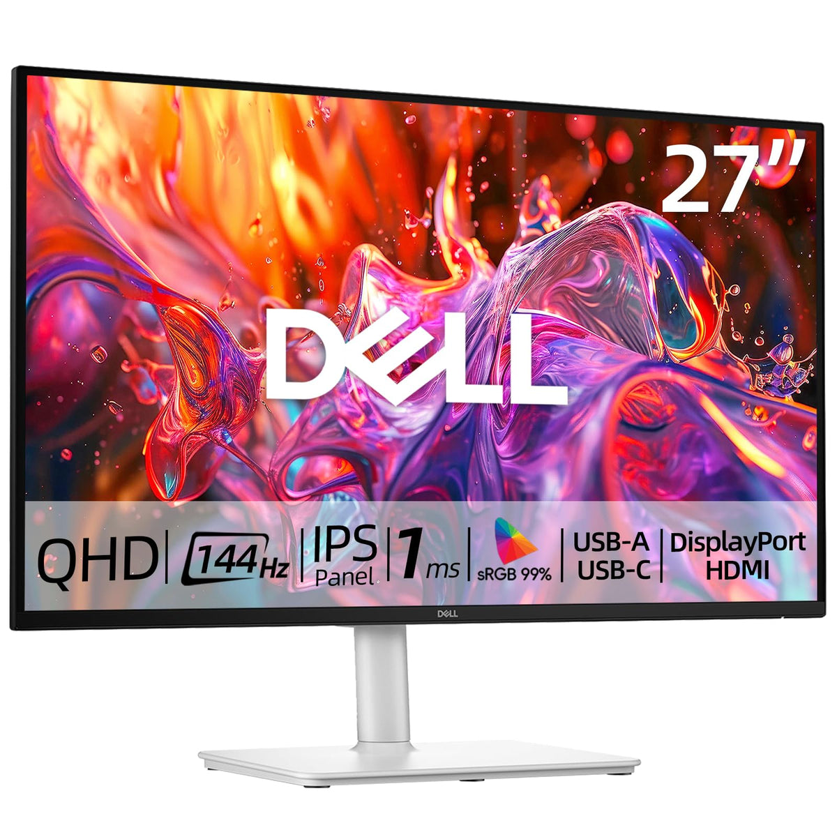 Dell 24 inch Monitor, FHD (1920 x 1080), IPS Display, 144Hz Refresh Rate, AMD FreeSync, 1ms MPRT, Anti-Glare Screen, for Home Office & Gaming, 2 X HDMI 1.4, Ultra-Thin Bezel, VESA, Tilt Adjustable