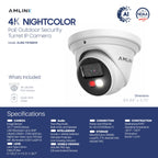 AMLINK 2-Pack 4K/8MP Security AI IP PoE Camera, Human/Vehicle Detection, NDAA Compliant, Indoor Outdoor Surveillance Turret, 2-Way Audio, Support 256GB MicroSD, Deterrent, 2PACK-AL8M-T8198EW