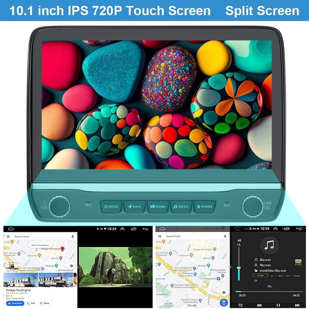 Car Radio Stereo for Ford F150 2009 2010 2011 2012 2013 2014 with Wireless Carplay Android Auto 10inch Touchscreen Navigation Bluetooth/GPS/5G WiFi/Backup Camera/SWC/Volume Knob/FM