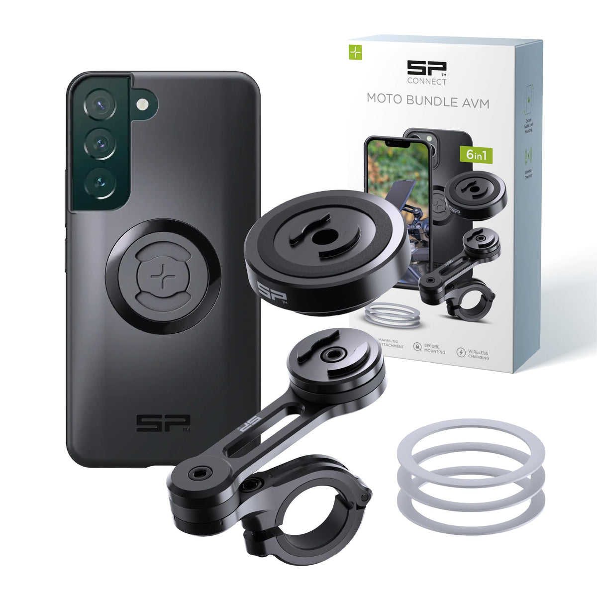 SP CONNECT Moto Bundle II with Anti Vibrations Module| SPC+ | Compatible with for Samsung S23 Ultra| Motorcycle Phone Mount |Phone Mount for Motorcycle Handlebars | Cell Phone Holder