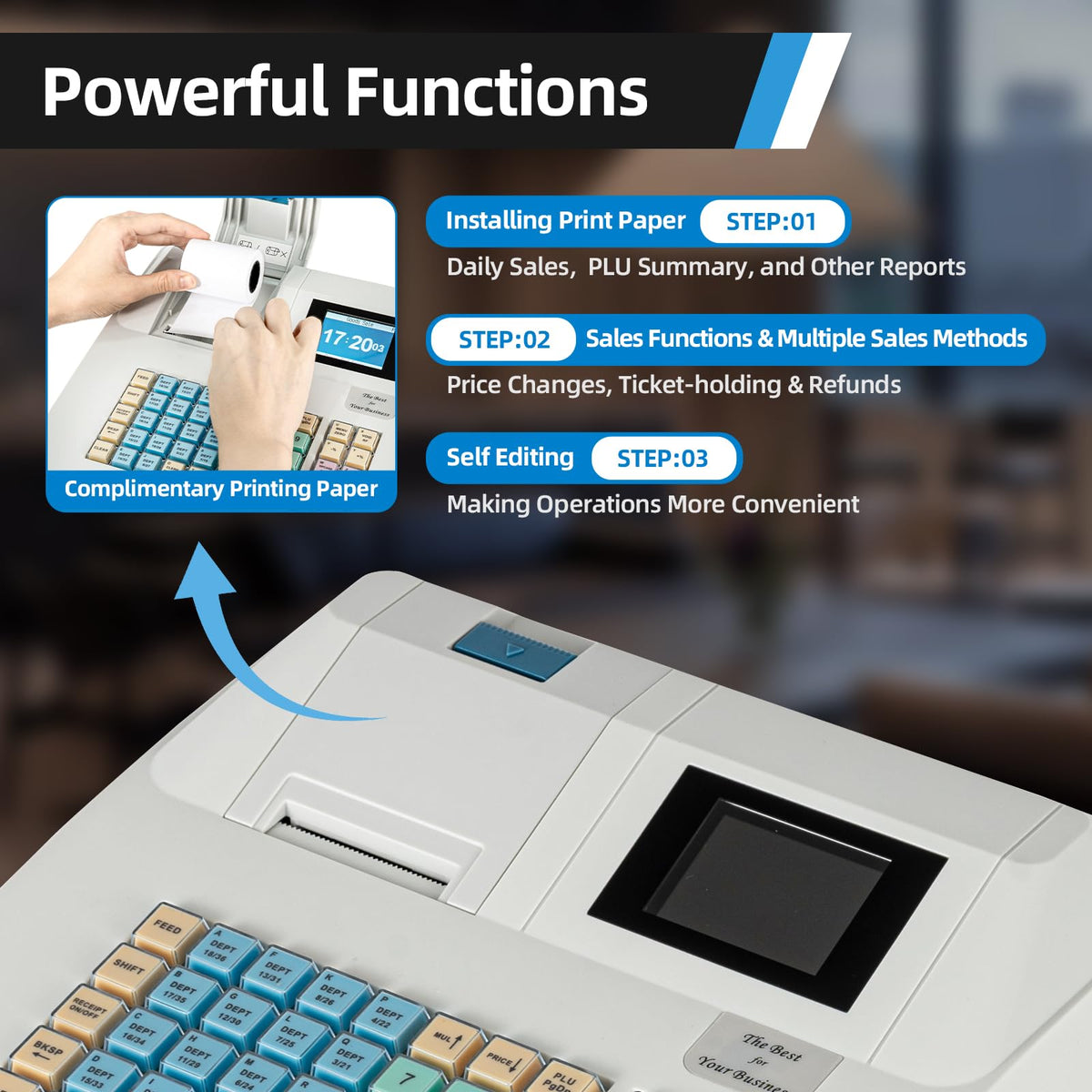 Electronic Cash Register,8-Digital LED,48 Keys