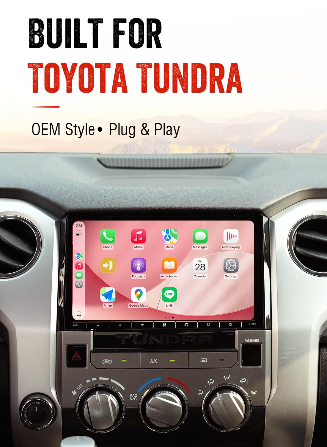 Dasaita 10.2" QLED Head Unit for Tundra 2014-2021, Wireless CarPlay