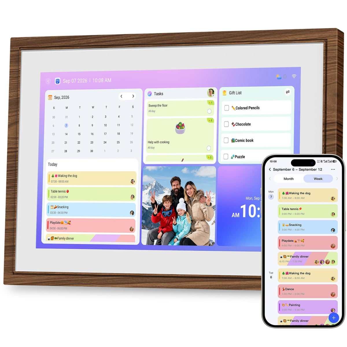 21.5" Digital Wall Calendar with Chore Chart & Planner