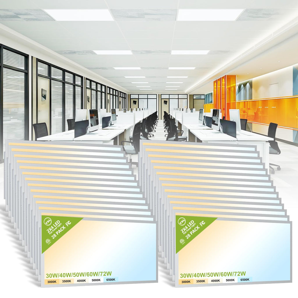 YXL 6 Pack 1x4 LED Flat Panel Light Office Light, 5200LM, 5CCT LED Drop Ceiling Light Fixture, 40W/35W/30W/25W/20W Selectable,6500K/5000K/4000K/3500K/3000K,Dimmable 0-10V,ETL