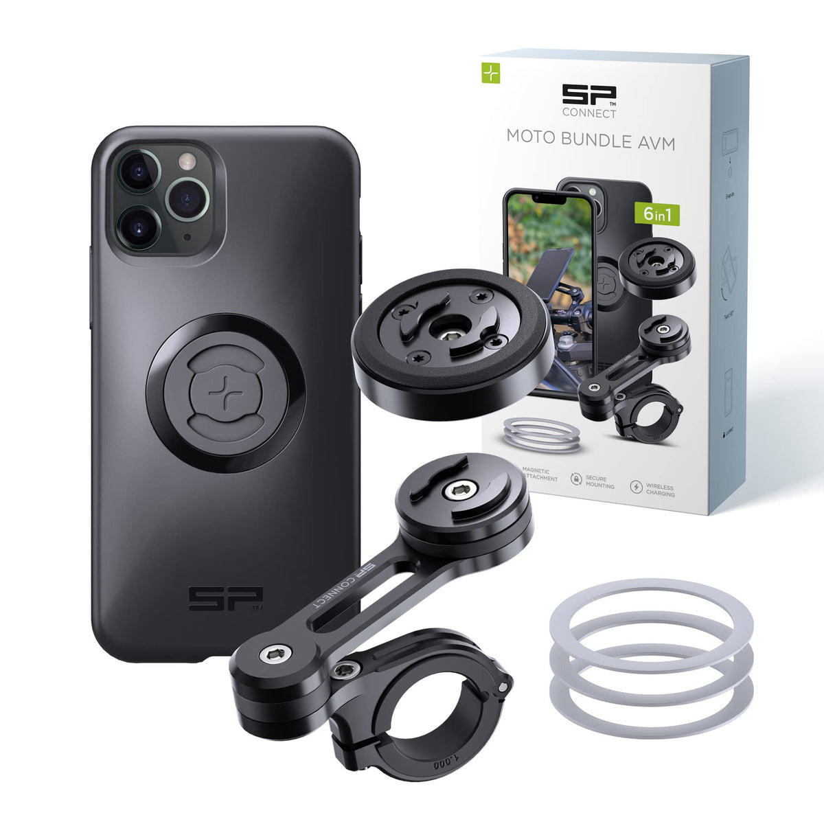 SP CONNECT Moto Bundle II with Anti Vibrations Module| SPC+ | Compatible with for iPhone 15 Pro Max| Motorcycle Phone Mount |Phone Mount for Motorcycle Handlebars | Cell Phone Holder