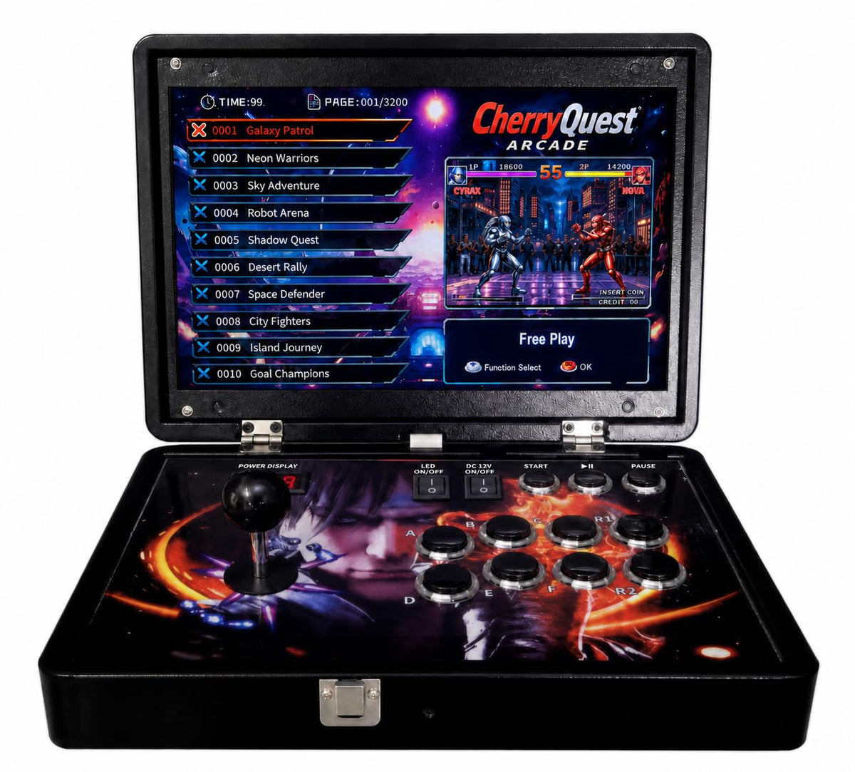 14-Inch HD Screen Foldable Portable Retro Arcade Console with 32,000 Games, TV Connection
