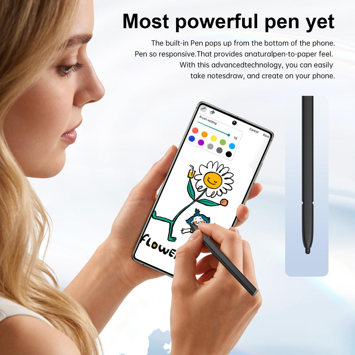 Huness S26 Ultra Unlocked Phone,Built in Pen The Phone,Cell Phone Battery 7000mAh 6.99" HD Screen,Android 15 16+512GB Smartphone,Dual SIM/5G/Face ID/Fingerprint Lock/GPS (Gold)