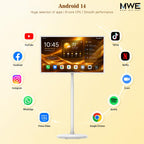 Zarael 43 Inch Smart Portable TV, 4K Touchscreen Display with Built-in 20000mAh Battery, Android 14, 8GB RAM 128GB Storage, WiFi and Bluetooth, for Home Entertainment and Workouts