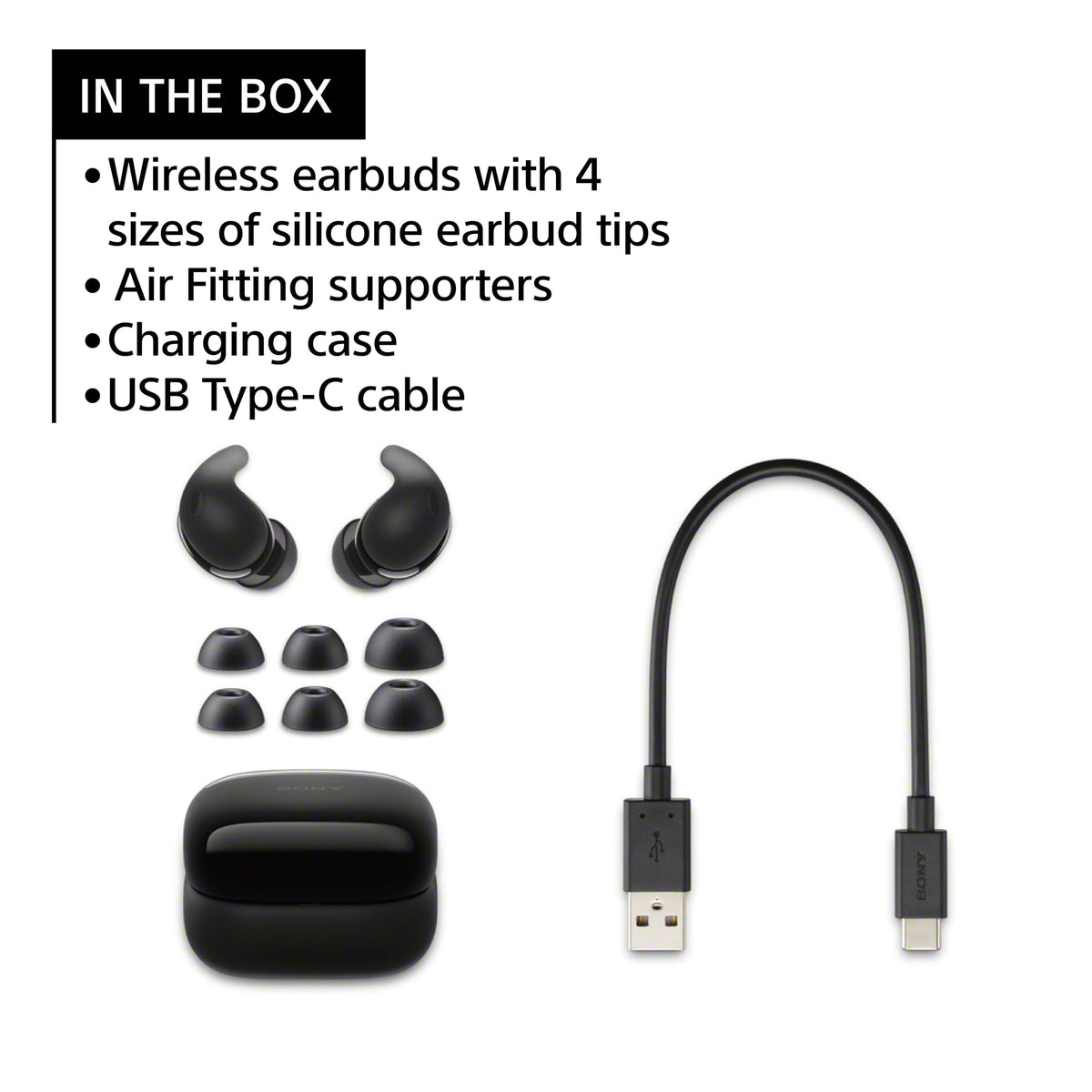 Sony LinkBuds Fit Truly Wireless Noise Cancelling Earbud Headphones, Black