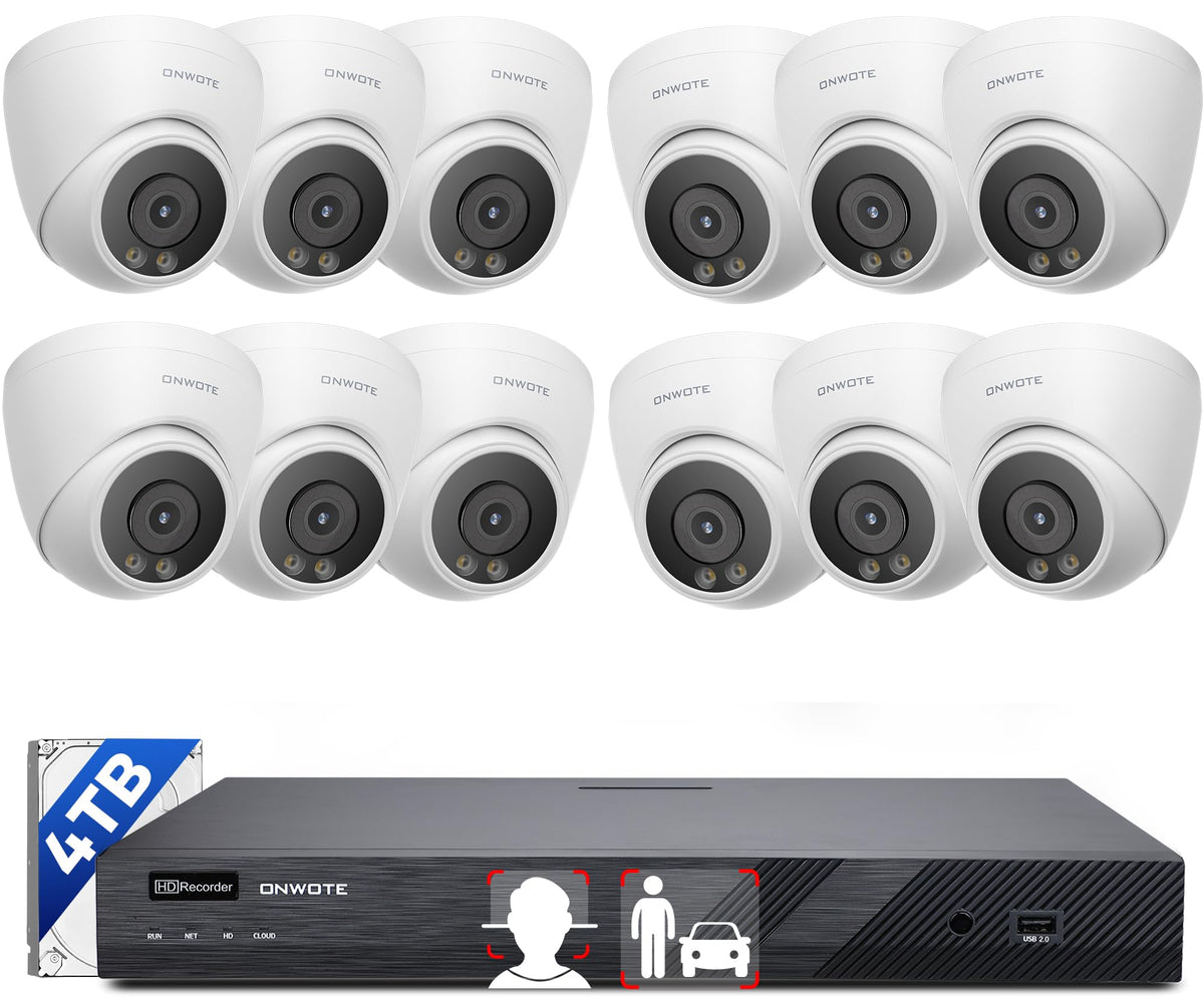ONWOTE 12MP NVR 16 Channel Security System, 12x 6MP Wired PoE IP Cameras
