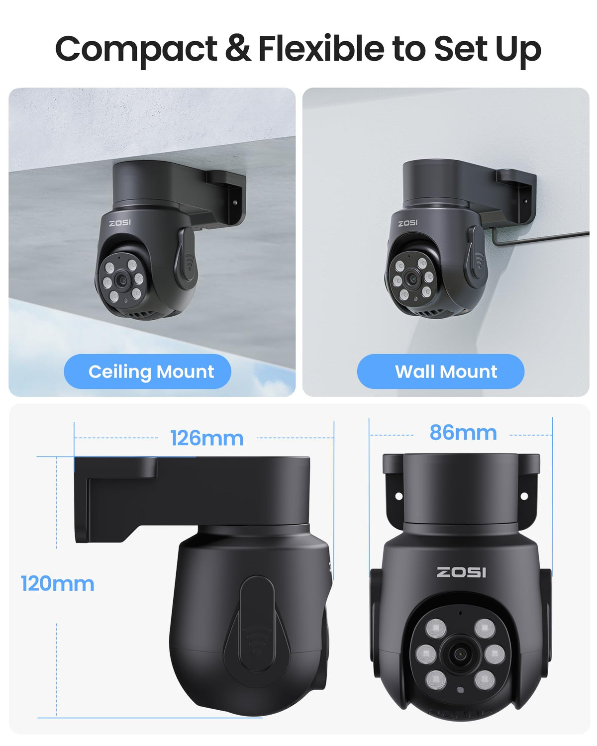 ZOSI 8CH 5MP Security DVR System, 4 x 1080p PT Audio Cameras, 500GB HDD