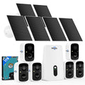 Hiseeu Solar Security Cameras Wireless Outdoor System, 8 Cam-Kit, Expandable to 10CH, No Monthly Fee, Solar-Powered, Home Security Cameras System with 4MP Color Night Vision, 2.4G & 5G WiFi, 1TB HDD