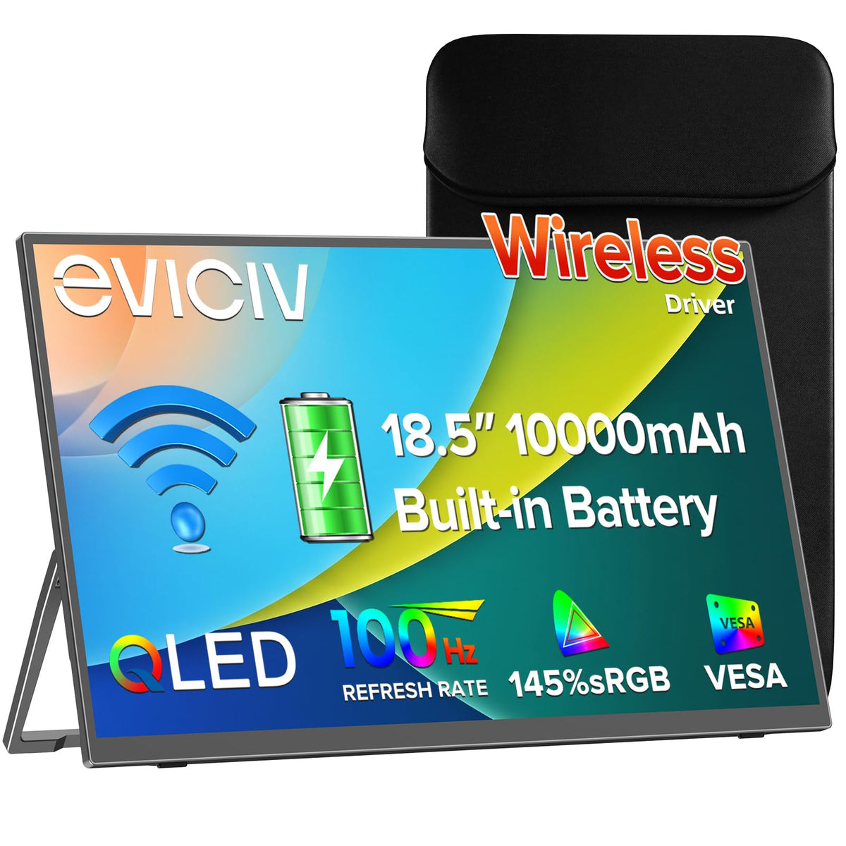 EVICIV Portable Monitor 4K Touchscreen 15.6", 3840 * 2160 UHD, 125% sRGB