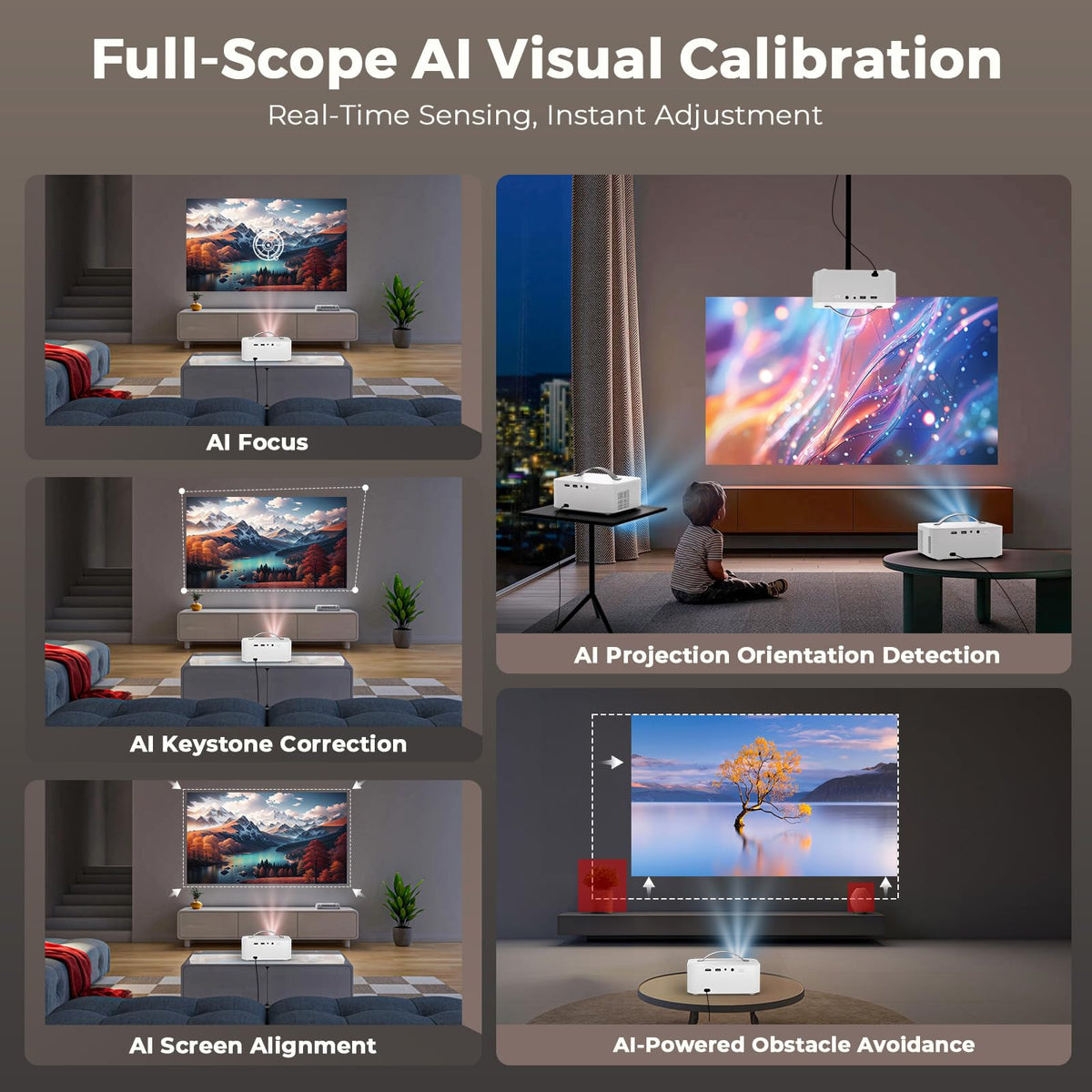 Portable-Outdoor-Projector with WiFi &Bluetooth, 50W Dolby Audio Proyector