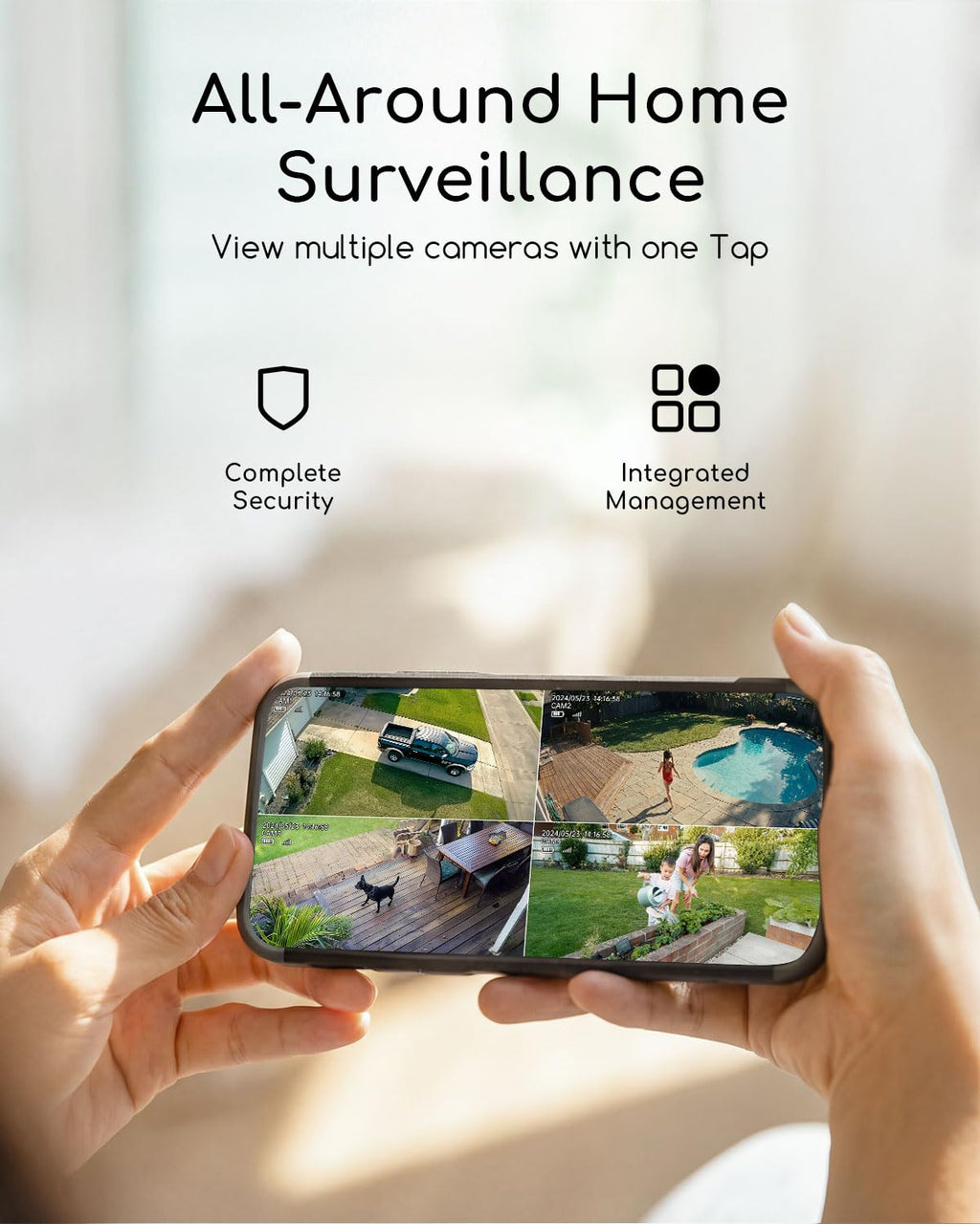 COOAU 4MP Security Cameras Wireless Outdoor, Faster Solar Charging, WiFi 6