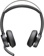Poly - Voyager Focus 2 UC USB-A Headset (Plantronics) - Bluetooth Dual-Ear (Stereo) Headset with Boom Mic - USB-A PC/Mac Compatible - Active Noise Canceling - Works with Teams (Certified), Zoom & more
