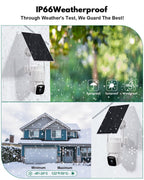 4G LTE Cellular Solar Security Cameras Wireless Outdoor, No WiFi Needed & 25W Solar Panel, 4 Cam Kit, 2K Color Night Vision, Human Tracking, 2-Way Talk, Ideal for Farm, Ranch, Jobsite, Vacation Home