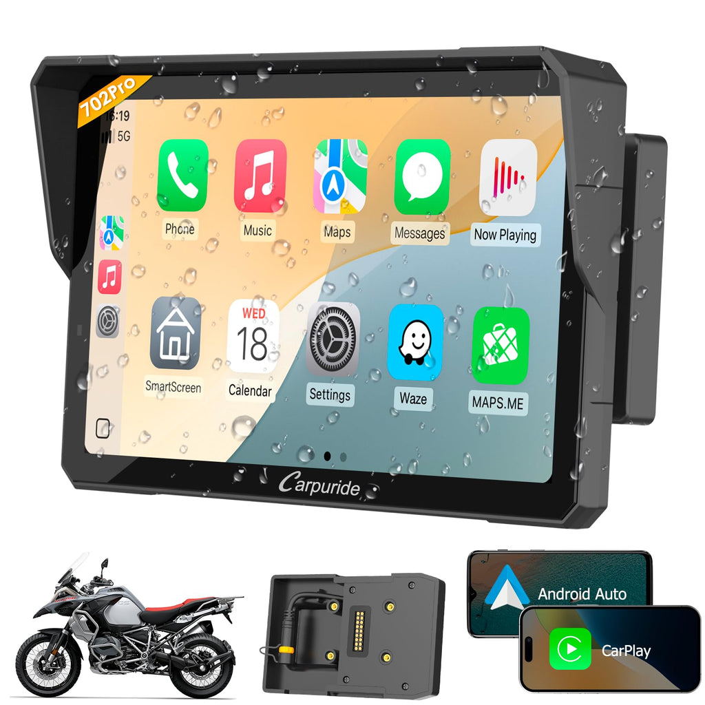 Carpuride W603 6.3" Motorcycle Wireless CarPlay & Android Auto