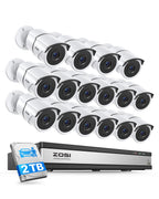ZOSI 3K Lite 8CH Security Camera System with Audio, 4X Metal Cams, 1TB HDD