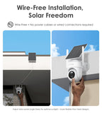 4K Solar Security Cameras Wireless Outdoor, 2-Cam Kit, No Subscription