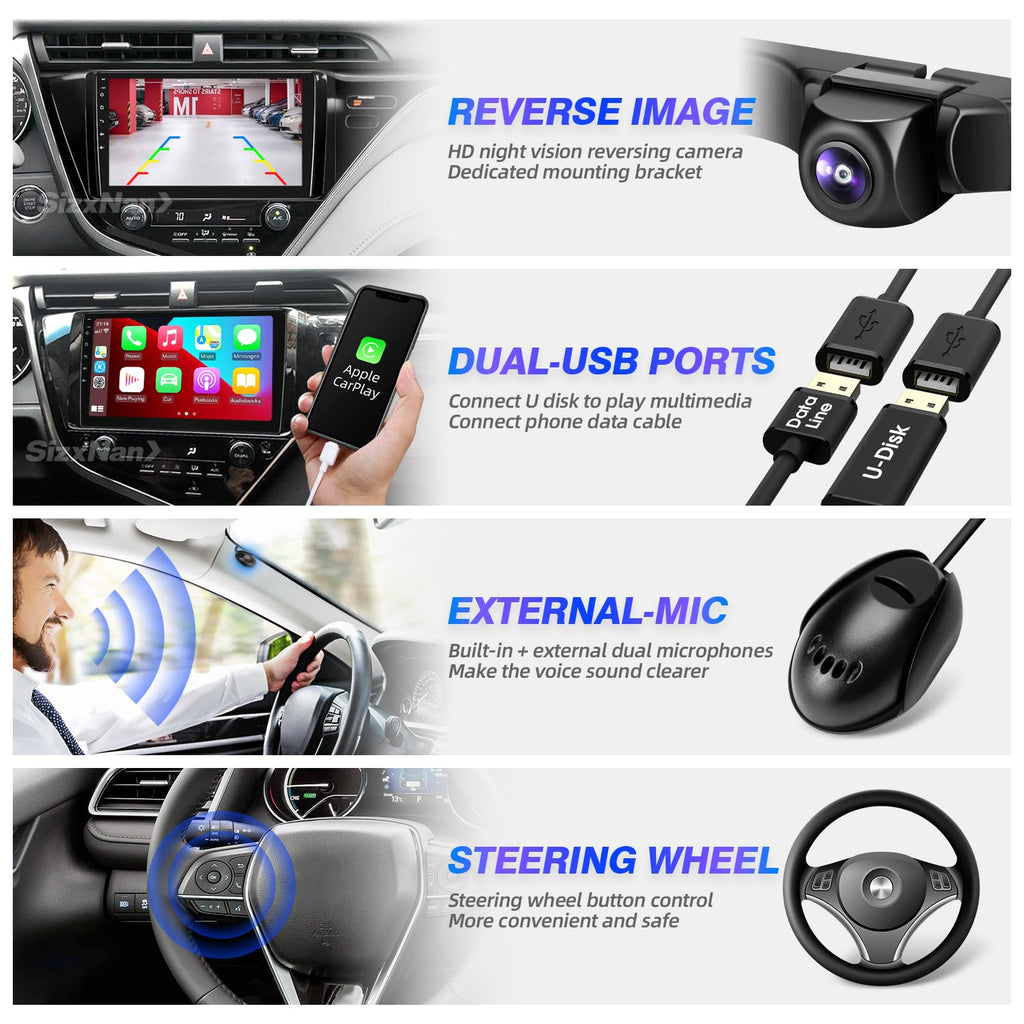 for Toyota Camry 2018 2019 2020 Radio Compatible with Wireless Carplay Android Auto,8-Core 4+64GB Head Unit Car Stereo Bluetooth Navigation GPS WIFI FM AM Multimedia Player Camera TouchScreen