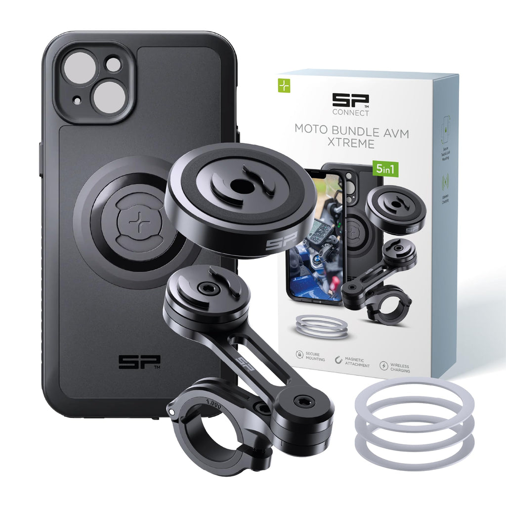 SP CONNECT Moto Bundle II AVM Xtreme | SPC+ |Compatible with iPhone 17 Pro/18 Pro | Phone Mount for Motorcycle | Motorcycle Phone Holder | Handlebars